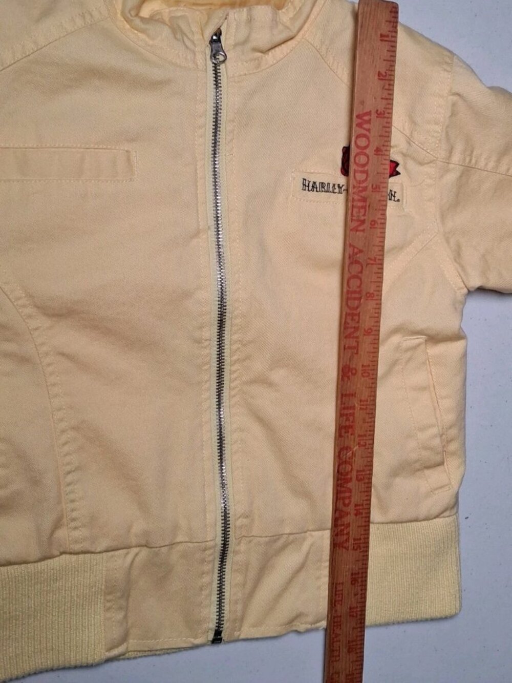 Harley Davidson Motorcycles Jacket Girls 5 Yellow Twill Tattoo Eagle Bird Rose - Picture 12 of 16